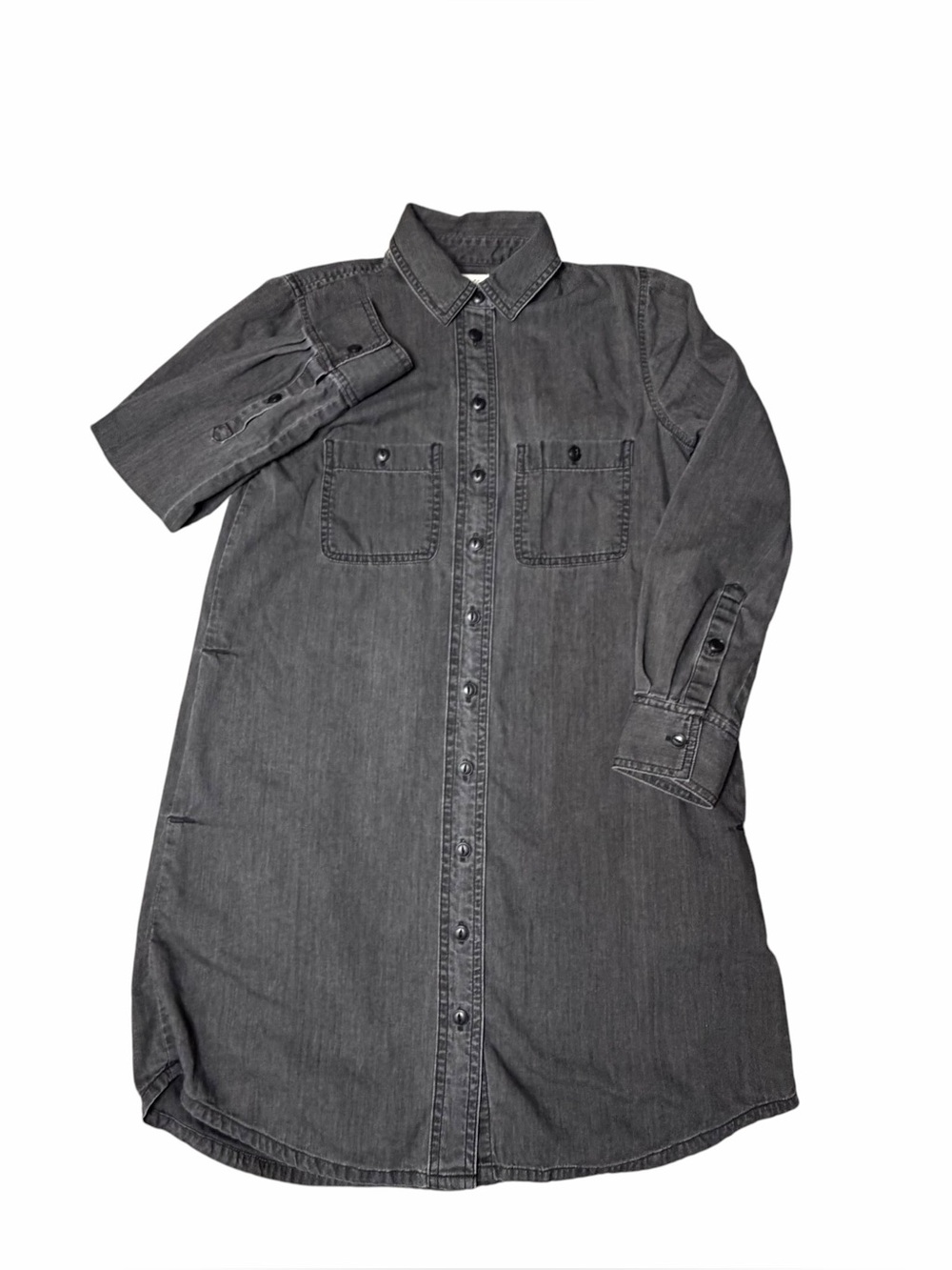 Madewell Black Denim Button-Front Shirt Dress XXS office Workwear BusinessCasual